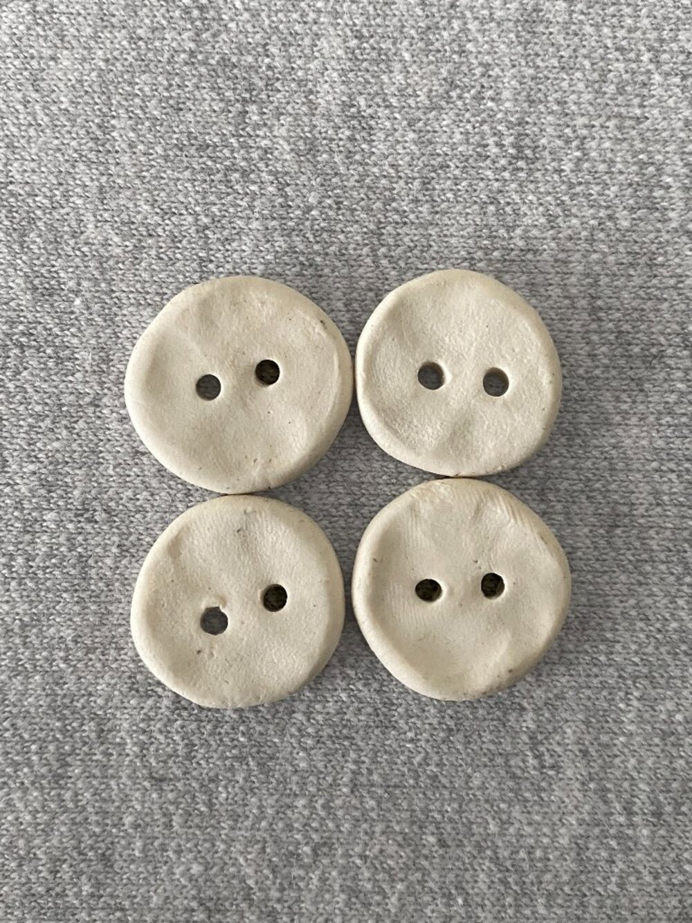 Handmade Ceramic Buttons by Krista Grunsky White Cream Medium 20mm Lot of 4